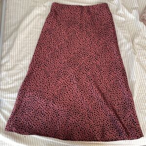 Loft Silky Polka Dot Midi Skirt